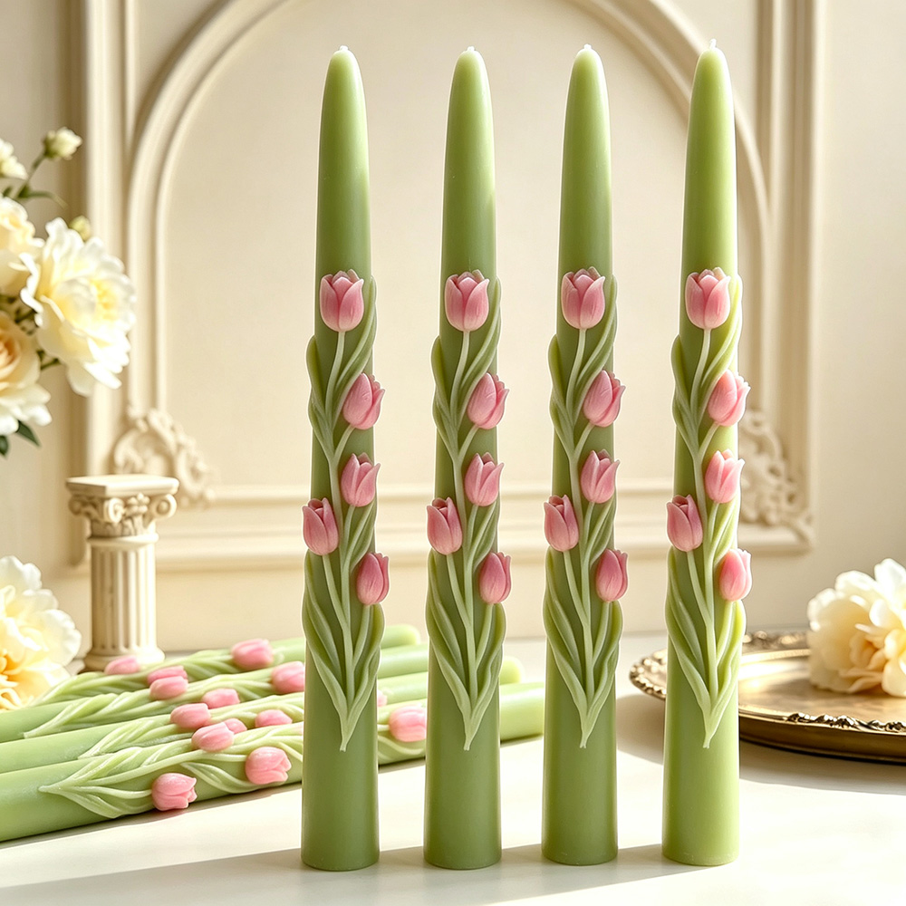 긴 막대 꽃 모양 테이퍼 양초 실리콘 몰드 3D 엠보싱 - Candle Supplies Tins 리뷰 및 가격