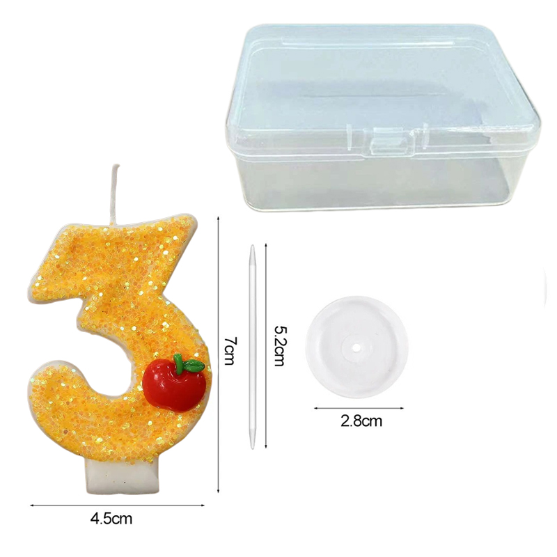빨간 사과 모양의 신선한 노란색 디지털 생일 양초 -  - Candle Supplies Usa 리뷰 및 가격
