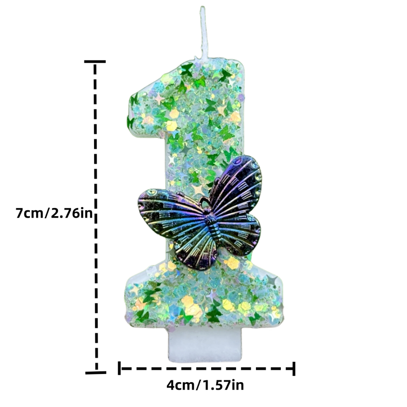 1Pc 녹색 장식 조각 번호 0-9 나비 케이크 양초  - Candle Supplies Usa 리뷰 및 가격