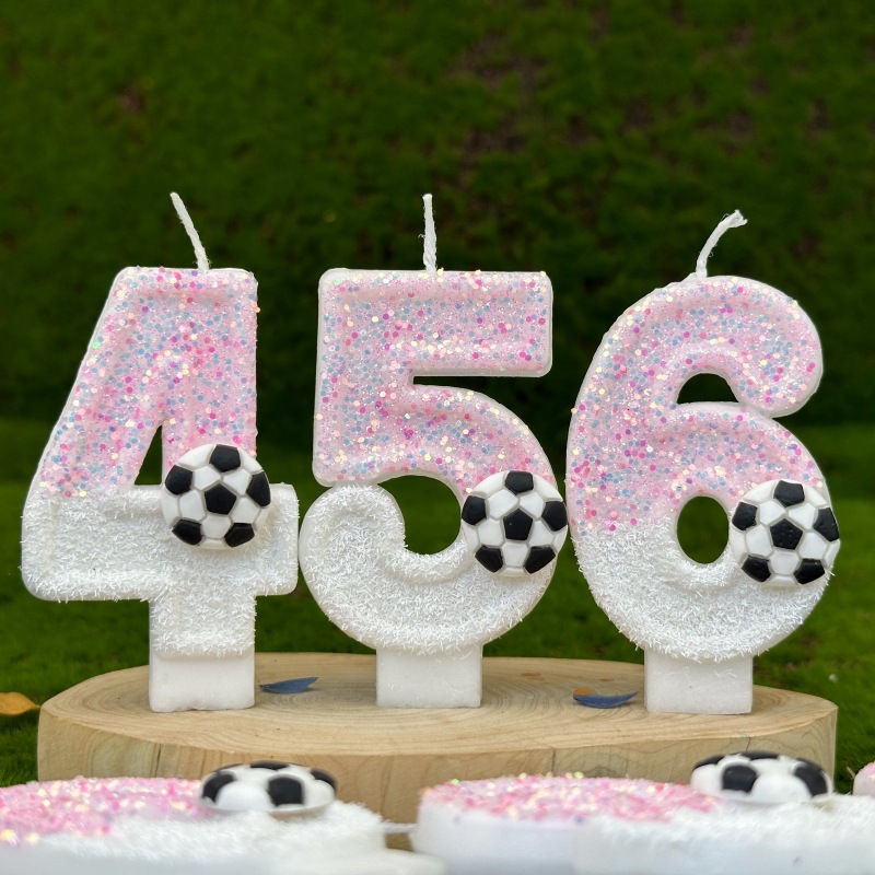 핑크 화이트 스팽글 스포츠 축구 디지털 생일 양초 -  - Candle Supplies Usa 리뷰 및 가격